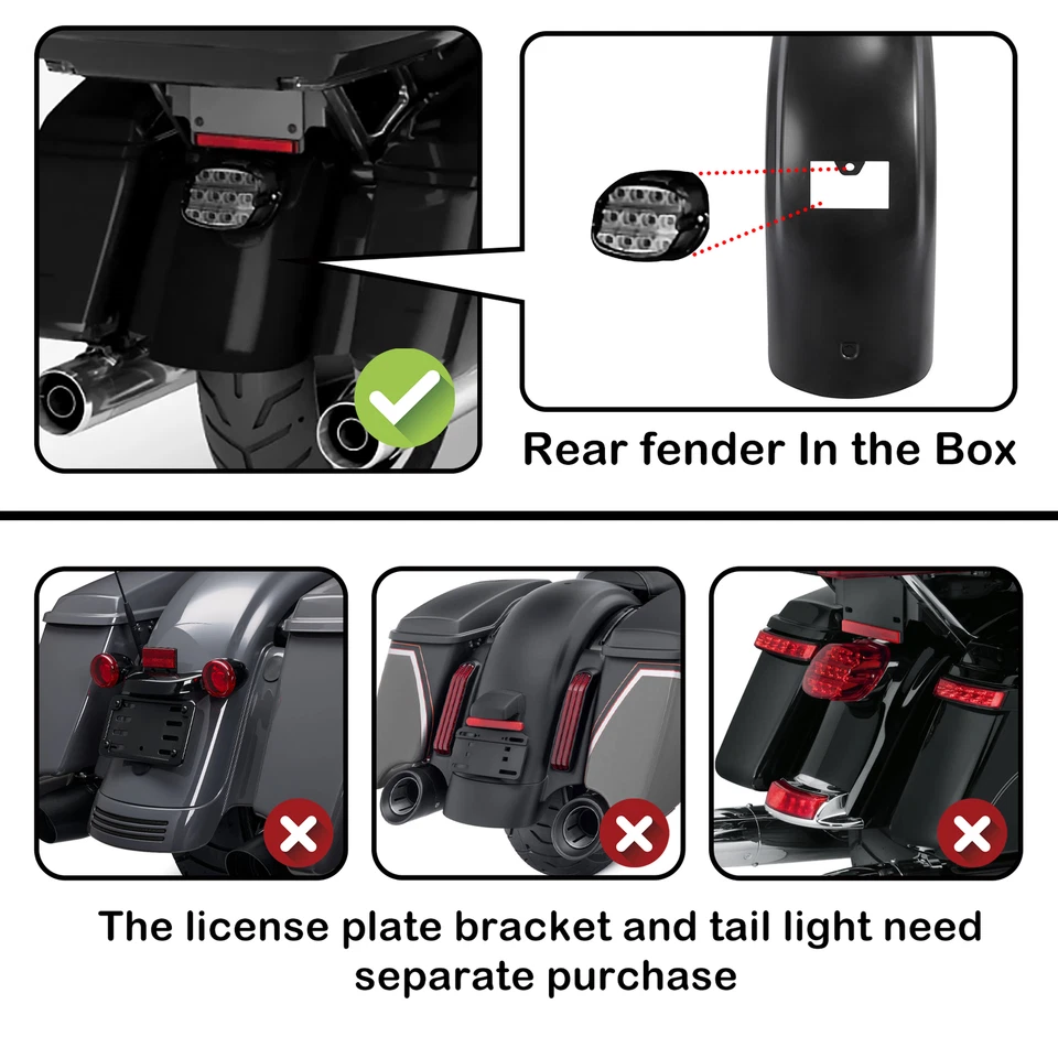 Guardabarros trasero apto para Harley Davidson CVO Limited FLHTKSE 2016-2021 sin pintar Foto 2 de 4