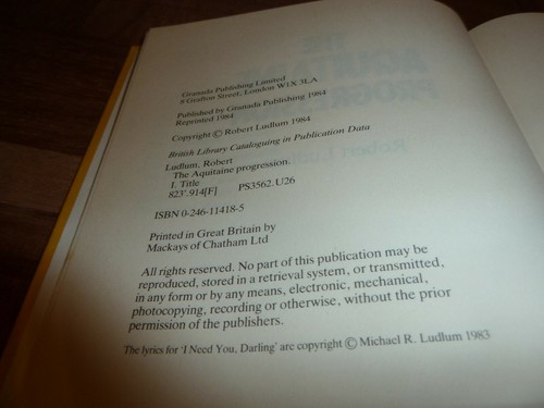 The Aquitaine Progression by Robert Ludlum 1984 1st edition Granada [i] - Bild 9 von 9