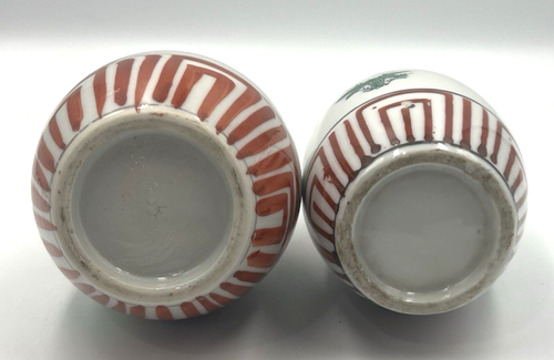 2 antiche bottiglie giapponesi Saki Tokkuri epoca Meiji Kutani Ware dipinte a mano - Foto 6 di 14