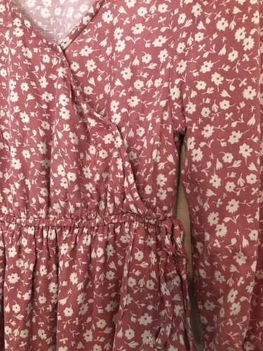 Jessica Simpson Girls Faux Wrap Dress Size M (8) Floral Ruffled Puff Sleeve - Picture 3 of 11