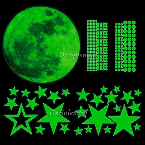 435X Wall Stickers Luminous Stars Moon Planet Decal Glow In Dark Kids Room Decor - Picture 10 of 16