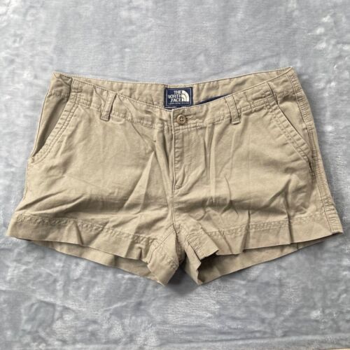 The North Face Shorts Womens 8 Tan Cotton Linen Blend Low Rise 3" Inseam - Picture 1 of 16