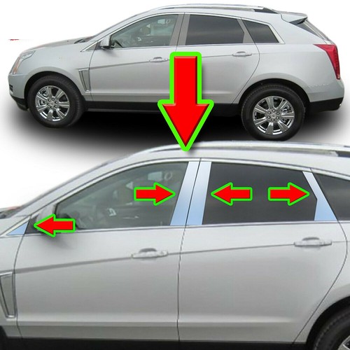 Chrome Pillar Trim For Cadillac SRX 2010-2016 6pc Set Door Cover Mirrored Post - Picture 2 of 8