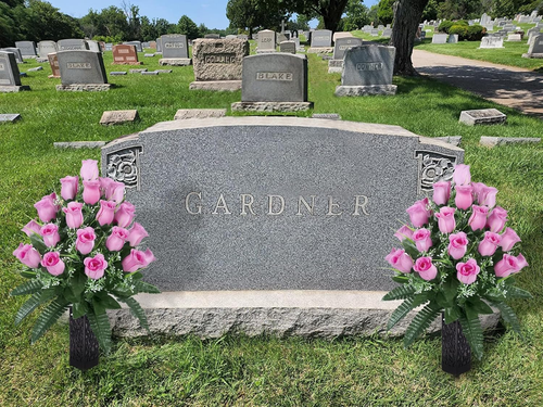 2 Sets Artificial Cemetery Flowers,Outdoor Grave Decorations Roses,Beautiful Arr - Picture 3 of 12