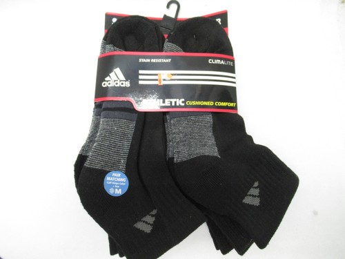 6 PAIRS: YOUTH ADIDAS CLIMALITE ATHLETIC LOW SOCKS (BLACK/GREY) SZ: 13-4 - Picture 1 of 4