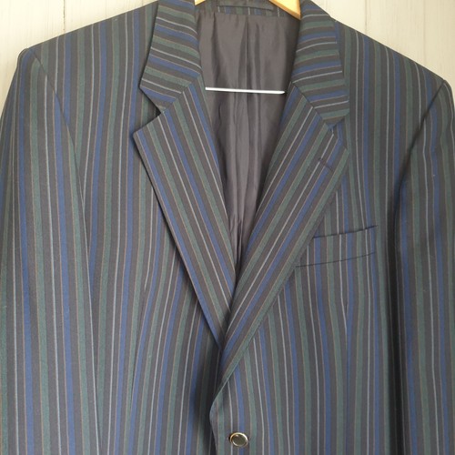 Vtg Brook Taverner Blazer Boating Jacket Sz 42 L Navy Green Black Stripe - Picture 5 of 8