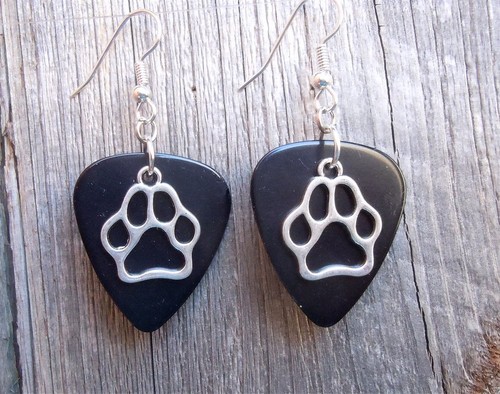 Pfotenabdruck Charm Gitarre Plektrum Ohrringe - Wählen Sie Ihre Farbe - Bild 11 von 12