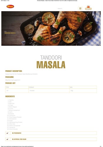 Shan Tandoori Chicken Masala 50g, Pack of 1 - Picture 2 of 6