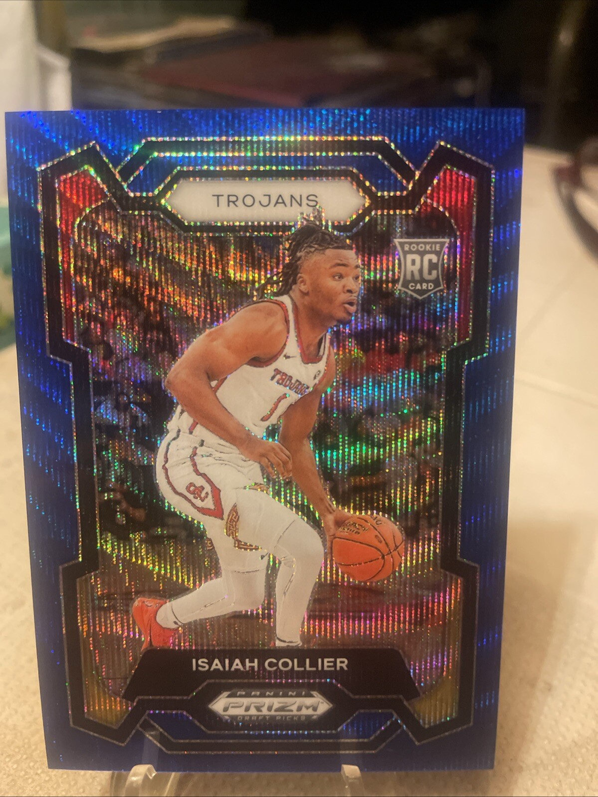 2024 Panini Prizm Draft Picks - Blue Wave Prizm #2 Isaiah Collier /249 (RC)