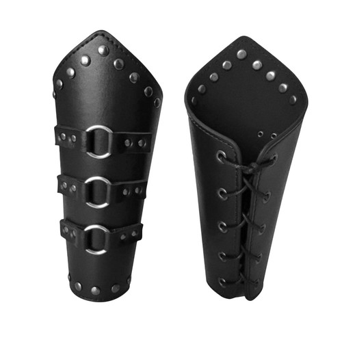 Leather Bracer Arm Cuff Armor Medieval Vambrace Viking Guard Leather Gauntlet - Picture 3 of 6