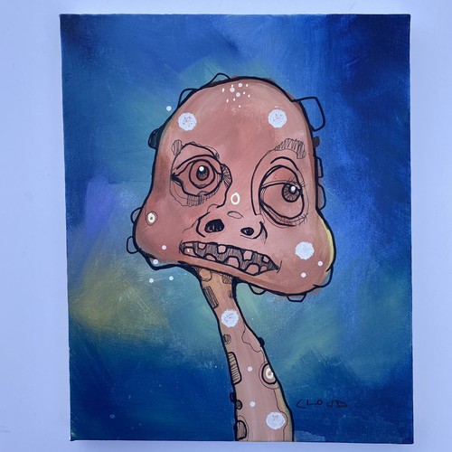 Original Art “Cloud.Bot3” Outsider Urban Surreal Trippy Portrait Hippy Sketch