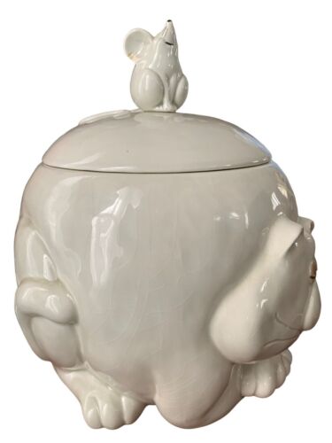 Biscottiera vintage Fitz and Floyd "GATTO GRASSO" topo su coperchio ceramica 1977 10 pollici LEGGI - Foto 3 di 7
