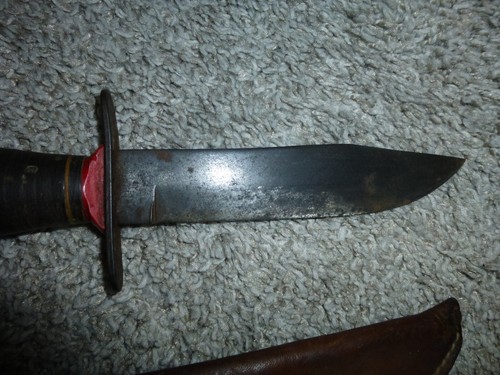 Vintage Schrade Walden Sears Bowie Hunter Fixed Blade Knife & Leather Sheath - Picture 6 of 22