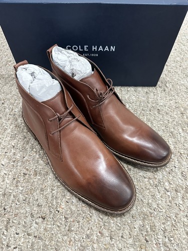 Cole Haan Men's Graydon Boot Size 9 M Cognac Pebbled Leather Chukka Plain Toe - Picture 2 of 14