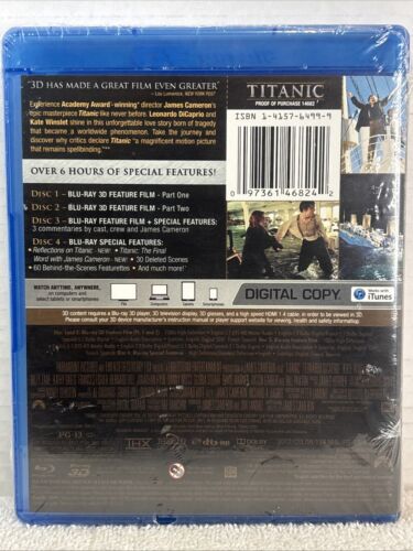 Titanic [Four-Disc Combo: Blu-ray 3D / Blu-ray / Digital Copy & No Slipcover New - Picture 2 of 2