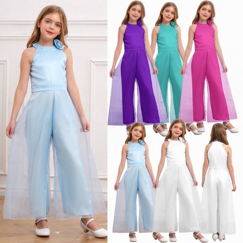 Kids Girls Rompers Evenings Jumpsuit One Piece Bodysuit Sleeveless Gown Pageant - Picture 3 of 54
