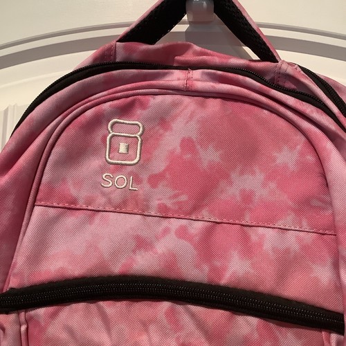 NEW SOL Backpack 20”x16” Laptop Tie-Dye Pink New With Tags Zipper College Hiking - Picture 9 of 12
