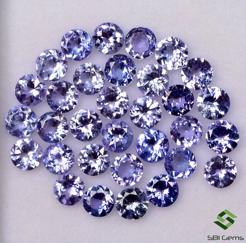 Natural Tanzanite Round Cut 4.50 mm Lot 10 Pcs 3.53 Cts Lustrous Loose Gemstones - Picture 5 of 6