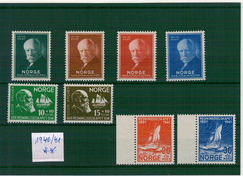 Briefmarken Satz Norwegen 1940/41 **
