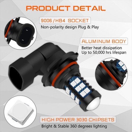 2X 10000K Blue H10 9145 High Power Bright LED Bulbs 3030 30SMD Fog light/Driving - Picture 7 of 7