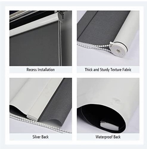 Shadesu 100% Blackout Window Roller Blinds Shades 37”x72” Insulated UV Protect - Picture 3 of 9