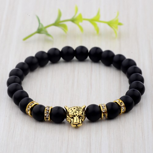 Fashion Gold/silver Leopard head  Natural Gemstone Handmade Bracelet 2017 New - Picture 1 of 5
