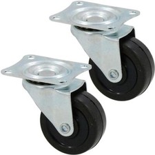 50mm x 22mm Swivel Castor Wheels Trolley Furniture Rubber Flattened 30kg CT1835