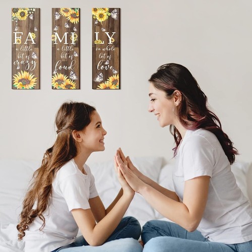 3 Pcs Sunflower Inspirational Kitchen Wall Decor Sunflower Butterfly Gift Wall D - Picture 3 of 11