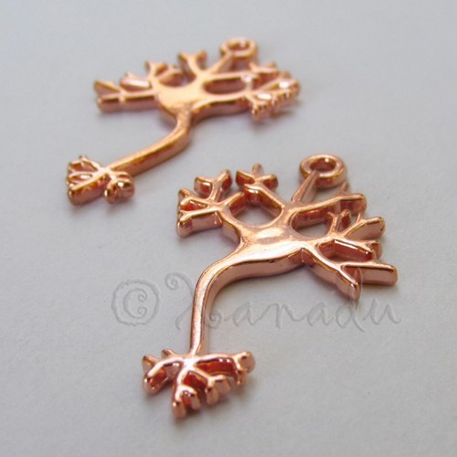 Nerve Cell Charms 33mm Science Biology Rose Gold Pendants C3347 - 5, 10 Or 20PCs - Picture 7 of 9