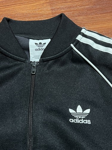 Adidas Men’s 3 Stripes Warm-Up Tricot Track Jacket Small Black White Full Zip - Picture 2 of 4