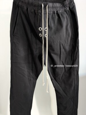 RICK OWENS DRKSHDW GIMP EYELET BERLIN RIG SWEAT PANTS $830 (BLACK