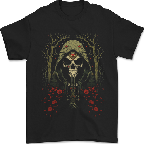 Forest Grim Reaper Skull Cult Mens T-Shirt 100% Cotton - Picture 2 of 3