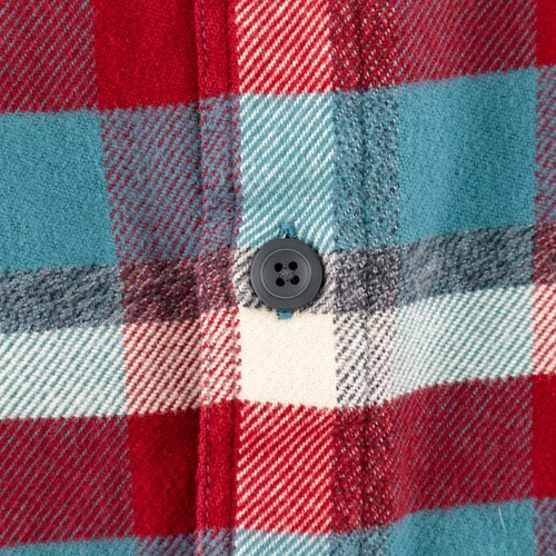 Camisa Patagonia Para Hombres Pequeña Franela Fiordo Manga Larga Abotonada Cuadros Verde Azulado Borgoña - Imagen 5 de 11