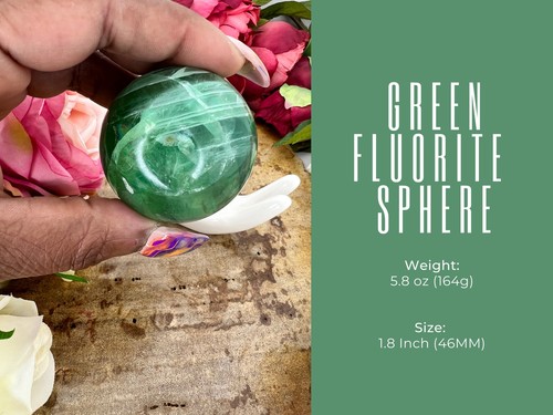 Green Fluorite Sphere - Green Fluorite Crystal Ball - 1.8" Green Fluorite - Picture 9 of 10