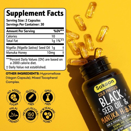 Black Seed Oil & Manuka Honey Capsules - Bild 3 von 14