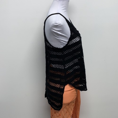 Free People We the Free Size XS Black Crochet Sleeveless BOHO Swimsuit Cover - Picture 4 of 9