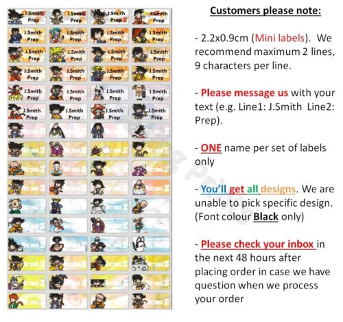 Personalised Vinyl Name Label School sticker cartoon Kids waterproof boy girl - Picture 20 of 82