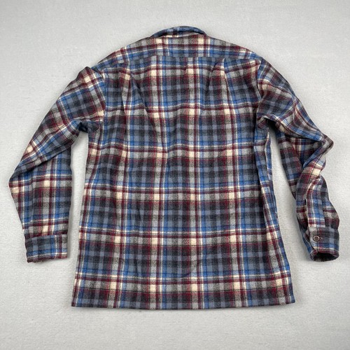 Camisa de Tablero Pendleton De Colección Para Hombres Mediana A Cuadros Lana Cuello Lazo EE. UU. Años 70 Daga - Imagen 10 de 14