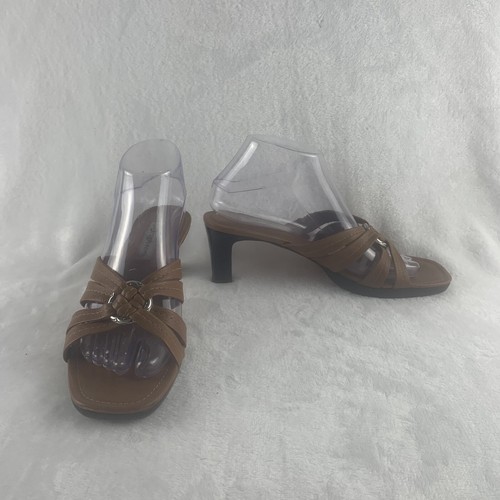 Brighton Payton Damen-Sandalen 8,5 schmaler Absatz hellbraun Leder Bohemian Pantoletten - Bild 1 von 15