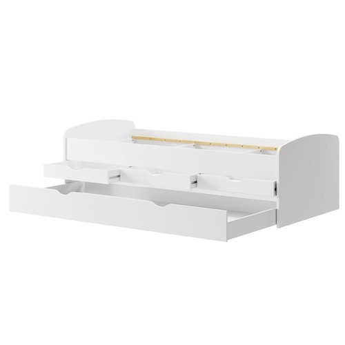 Bed with Trundle NICOLE 90x200 cm with Mattresses Storage Drawers White - Picture 2 of 6