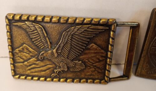 Cowboy Vintage Belt Buckles Eagle Henry Ford Buck With One Broken Horn - Picture 2 of 12