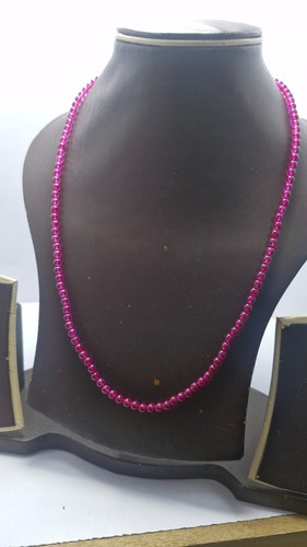 925 Sterling Silver String Necklaces Ruby Corundum Gemstone Round 4.5 mm Beads - Picture 6 of 20