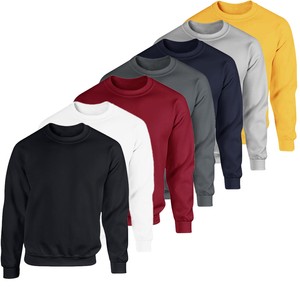Men-Women-Sweatshirt-Crew-Neck-Plain-Design-Cotton-Jumper-Fleece-Sport-Casual