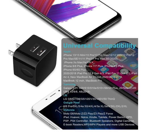 USB Wall Charger,Usb Plug,2Pack Flat USB Charger Block Charging Low Profile USB - Picture 7 of 7