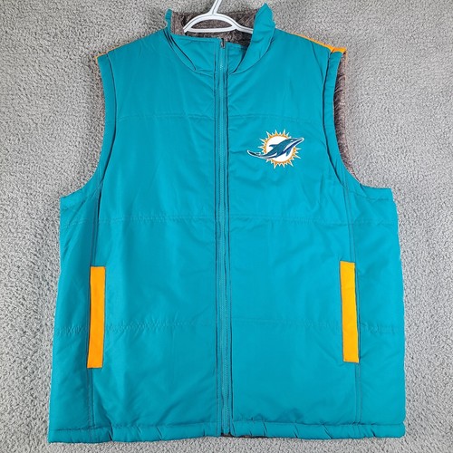 NFL Miami Dolphins Reversible Lightweight Puffer Vest Full Zip Mens Large - Picture 1 of 9