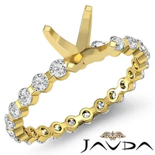 Round Semi Mount Diamond Engagement Bar Setting Unique Ring 14k Yellow Gold 0.4C
