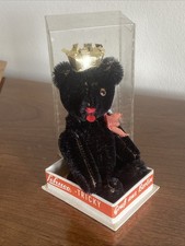 Schuco RARE BLACK 5 Mohair Yes/No Tricky Teddy Bear W/ Tongue Crown In BOX