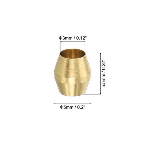 1/8" ID Brass Compression Sleeve Ferrules, 16 Pcs Brass Compression Fittings - Bild 2 von 5