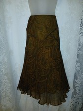 Vintage Ralph Lauren Silk Brown Chiffon Paisley Flowing Bias Cut Skirt Sz 6 EUC