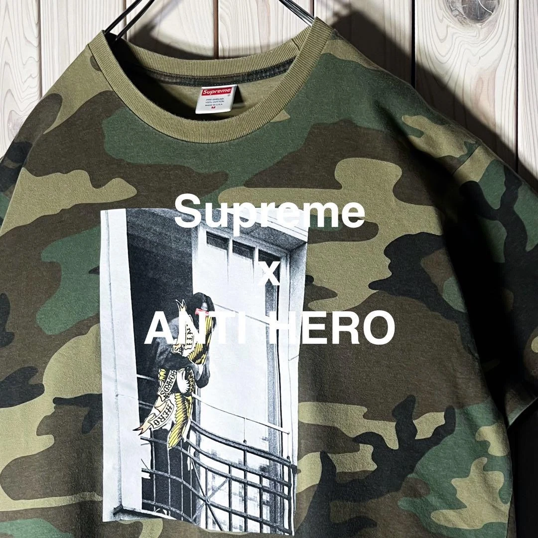 Supreme Homme M Anti Héros Double Face Balcon T Shirt Camouflage Iconique Fabriqué aux États Unis